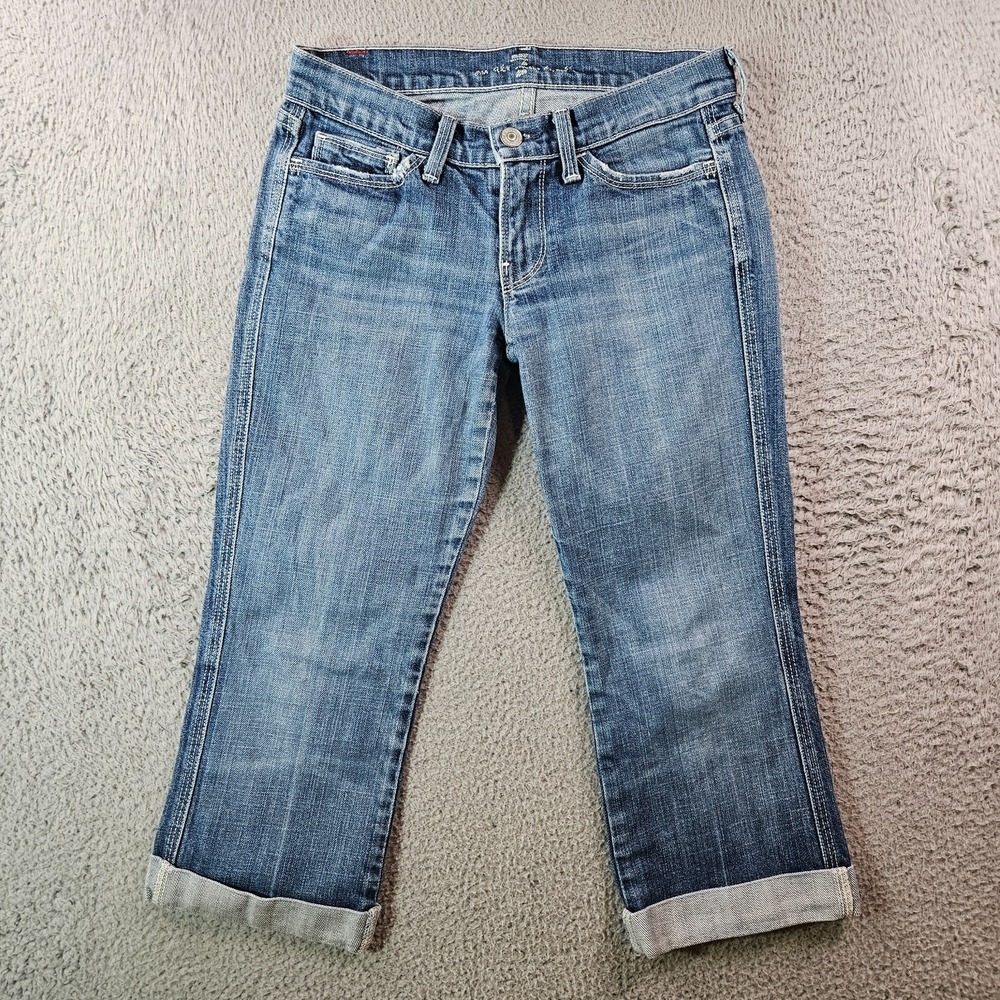 7 For All Mandkind Colette Capri Jeans‎ Women 24 Zip Fly Medium Wash
